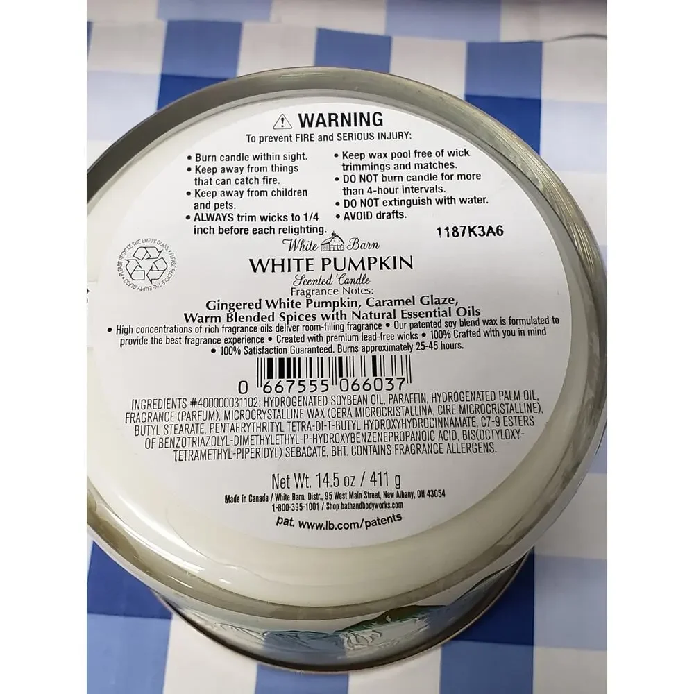 BBW White Pumpkin Large 3 Wick Candle Home Fragrance Decor